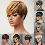 Coracrown Natural Realistic Glueless Pixie Cut Wig with Bangs
