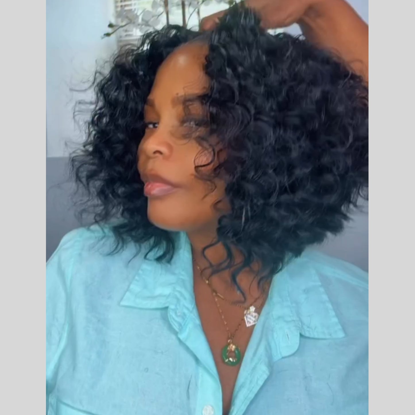 Natural Realistic Angled Style Curly Bob 5x5 Lace Closure Wig