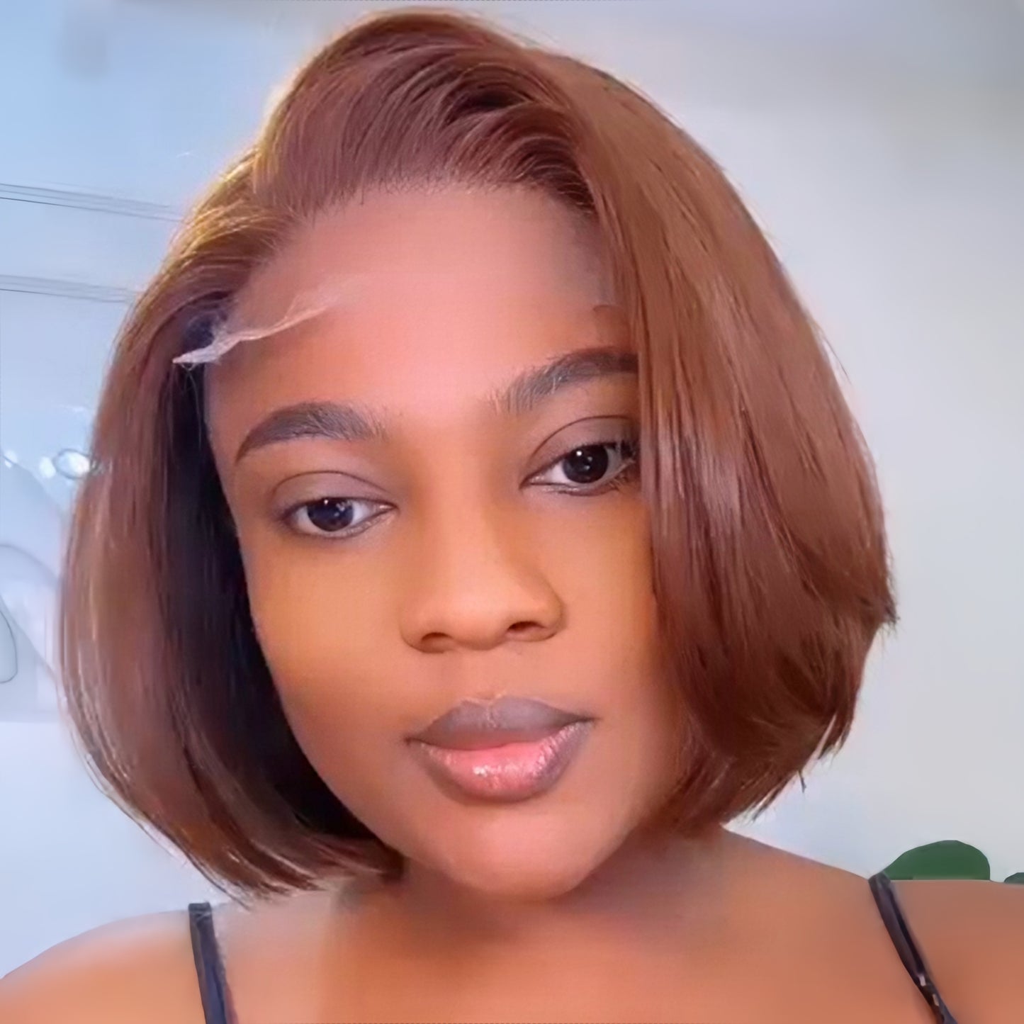 Brown Side Parted Layered Cut Bob Lace Frontal Wig