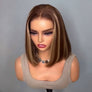 Brown With Blonde Highlight Straight Bob Lace Wig