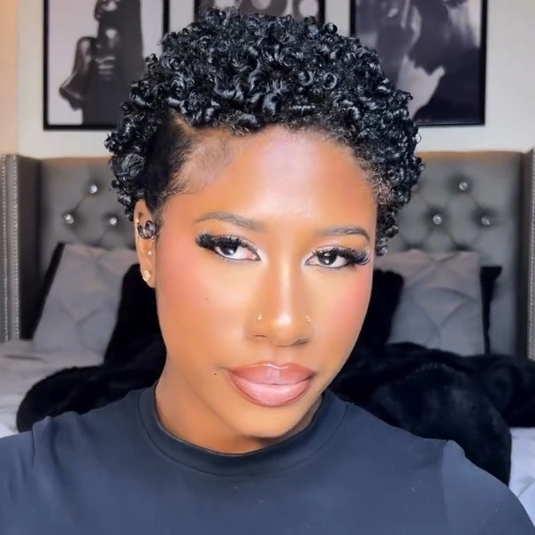 Full Lace Jerry Curly Short Pixie Cut Human Hair Wig