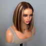 Brown With Blonde Highlight Straight Bob Lace Wig