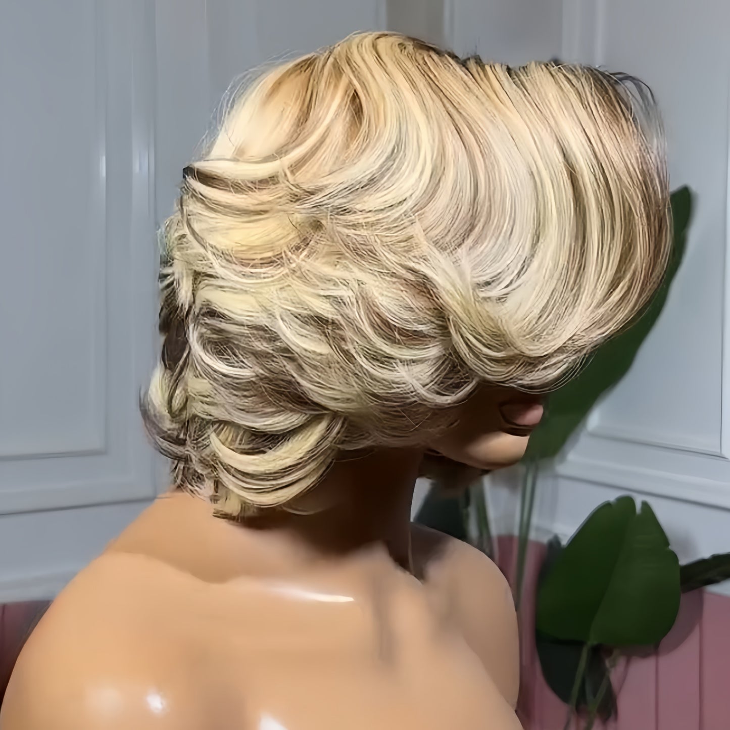 Ombre Blonde With Brown Highlight Layered Lace Frontal Wig