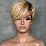 Blonde Highlight With Brown Short Pixie Cut Glueless Long Bangs Wig