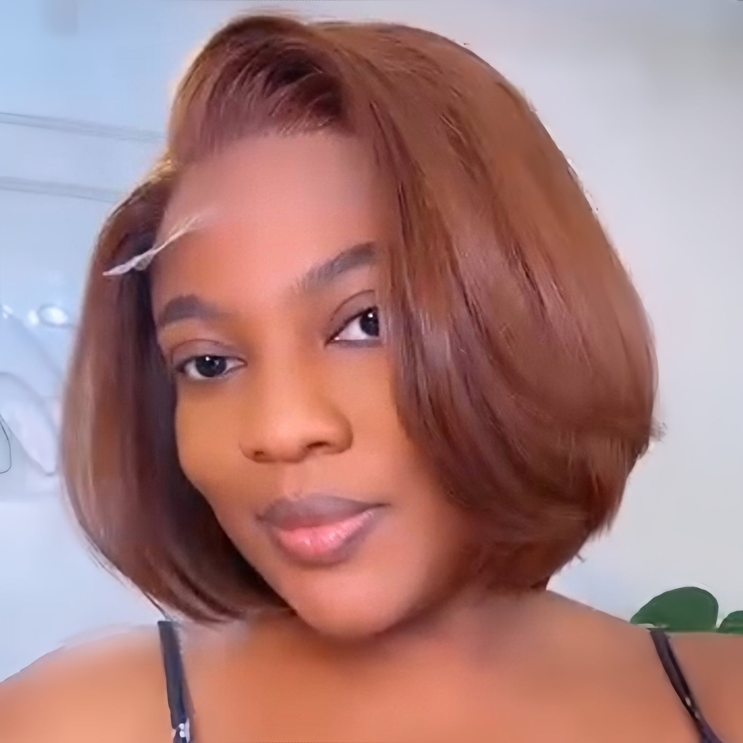 Brown Side Parted Layered Cut Bob Lace Frontal Wig