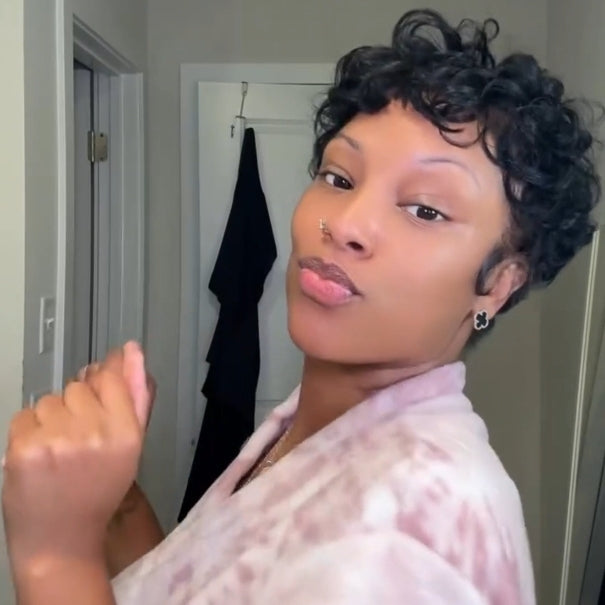 Full Lace Wave Curly Short Pixie Cut Human Hair Wig