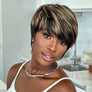 Put On & Go Blonde Highlight Layered Pixie Cut Wig With Bangs