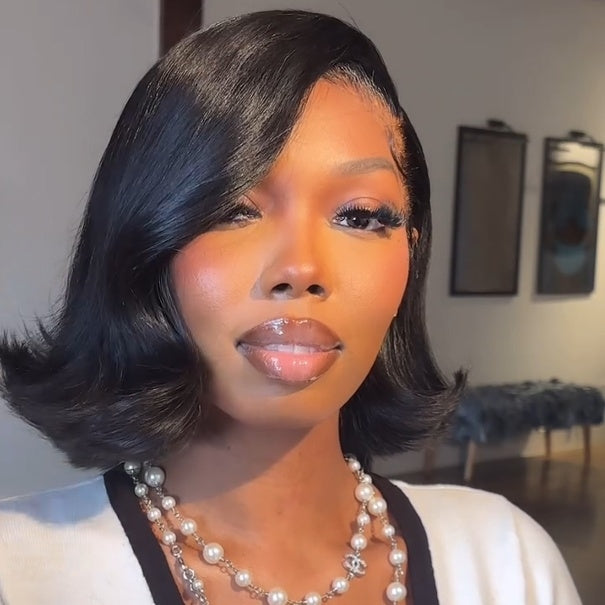 Natural Realistic Wave Side Parted Bangs Lace Frontal Wig