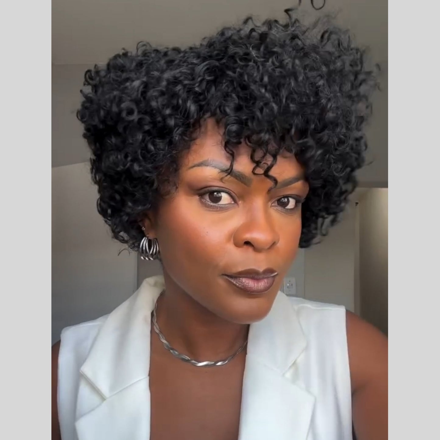 Put on & Go Pixie Cut Curly Bob Wig 100% Human Hair
