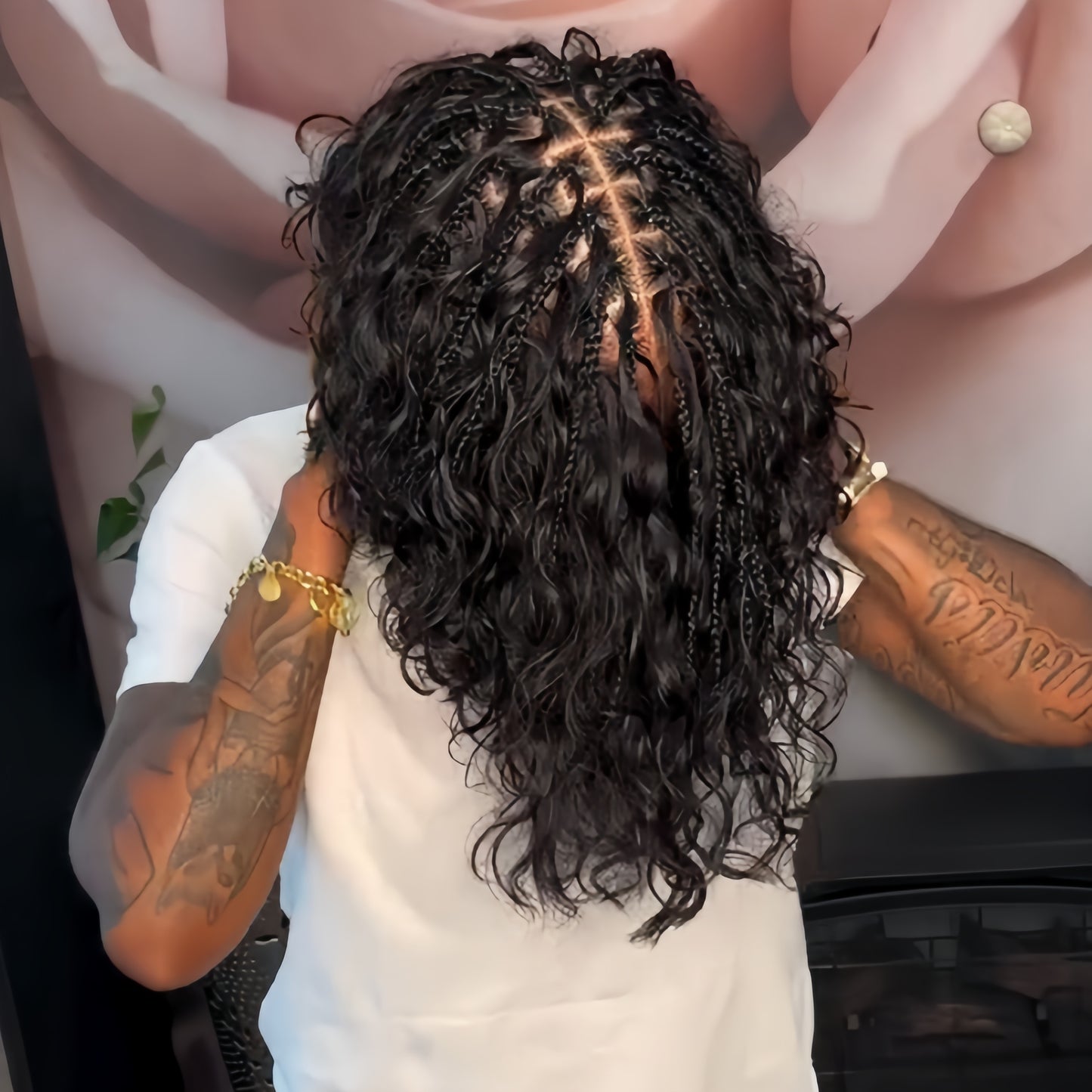 Full Lace Asymmetrical Knotless Boho Curls Invisi Drawstring Synthetic Wig
