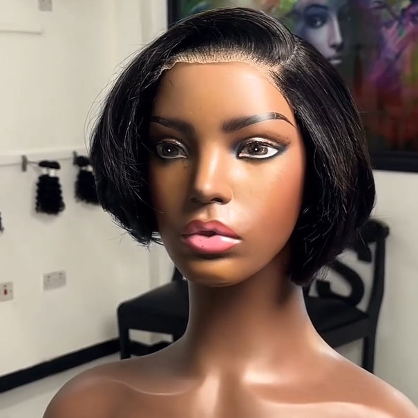 Natural Realistic Side Parted Layered Cut Bob Lace Frontal Wig