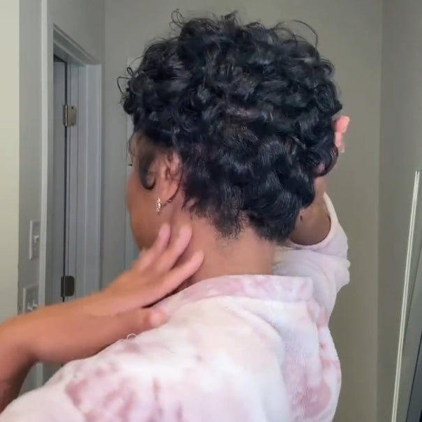 Full Lace Wave Curly Short Pixie Cut Human Hair Wig