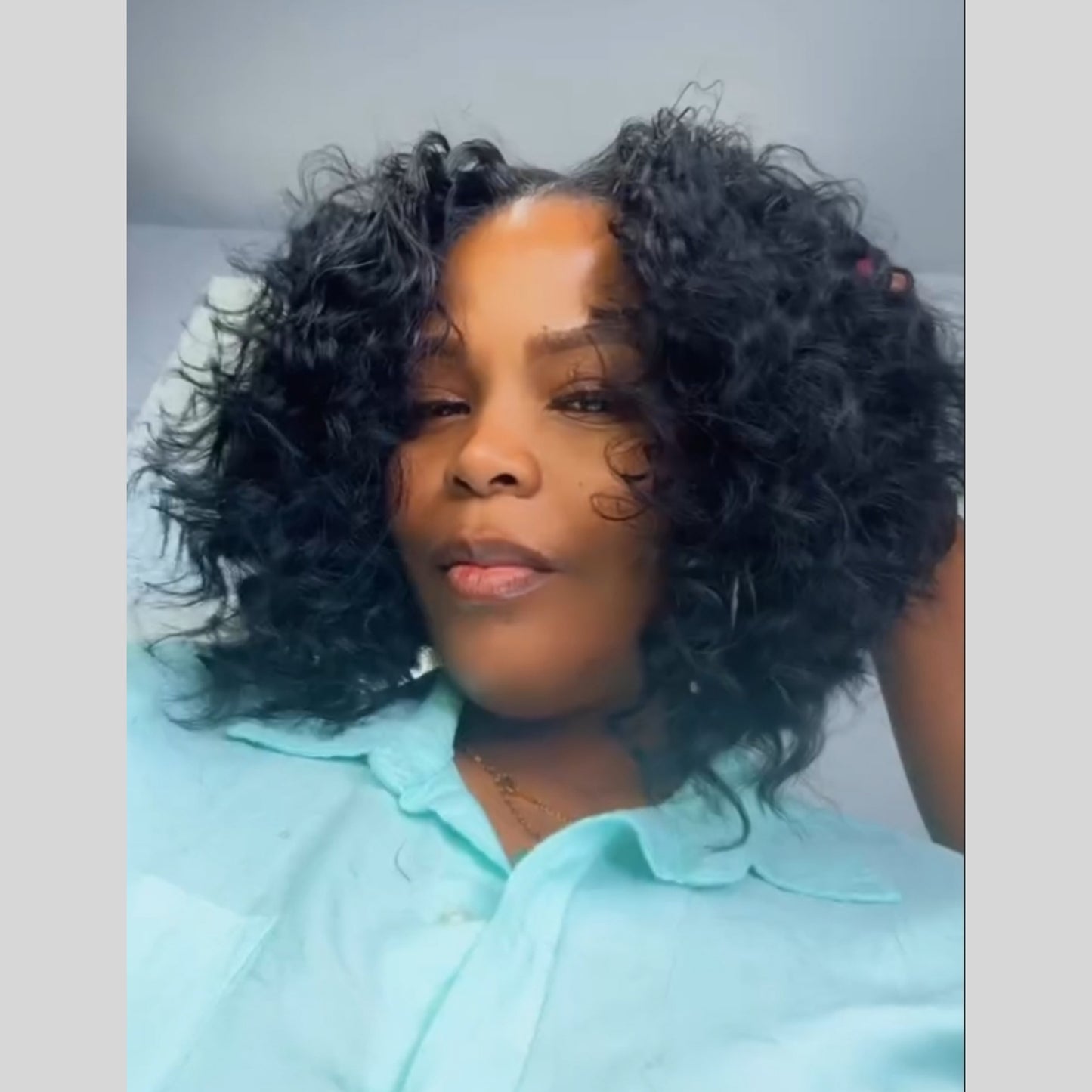 Natural Realistic Angled Style Curly Bob 5x5 Lace Closure Wig
