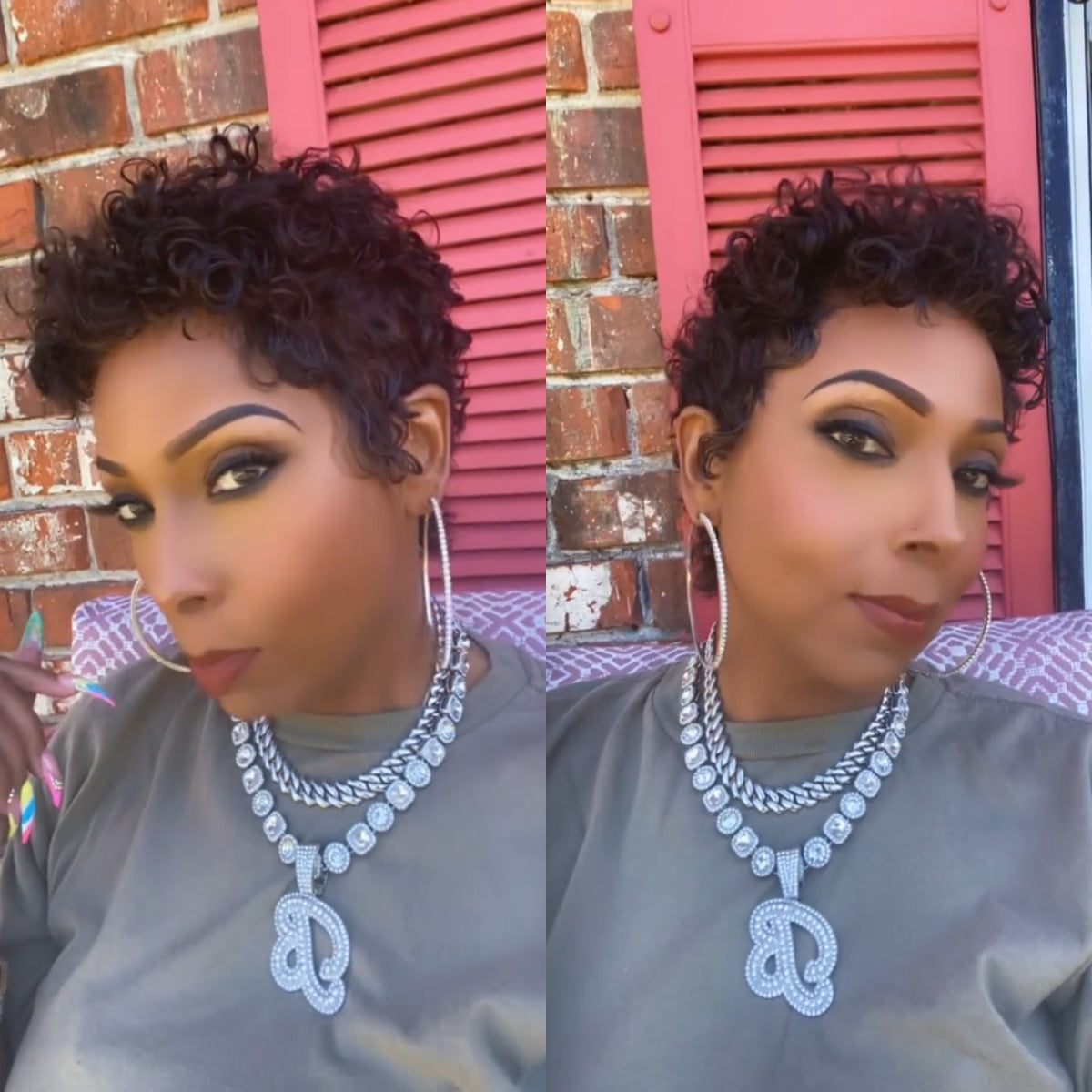 Full Lace Wave Curls Short Pixie Cut Glueless Human Hair Wig