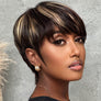 Put On & Go Blonde Highlight Layered Pixie Cut Wig With Bangs