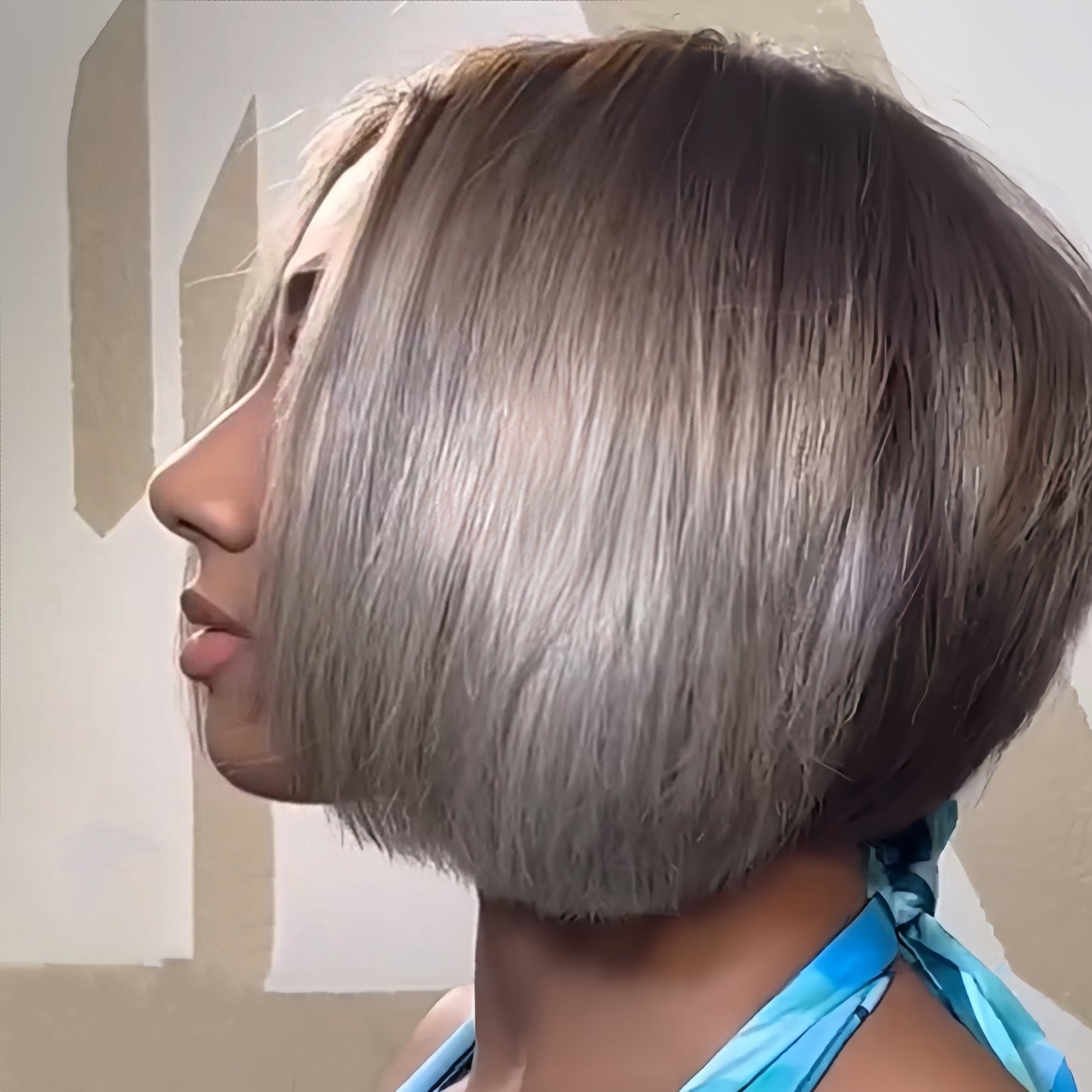 Silver Gray Realistic Natural 13x4 Lace Frontal Bob Wig
