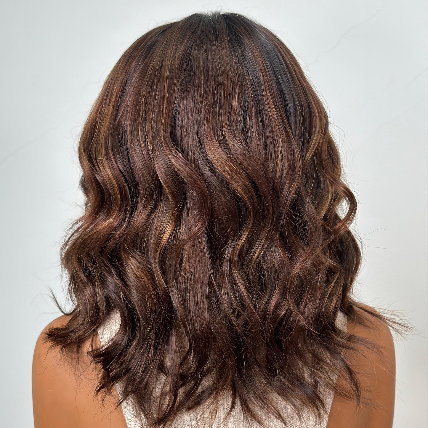 Ombre Brown Highlight Wavy Layered bob Lace Frontal Wig