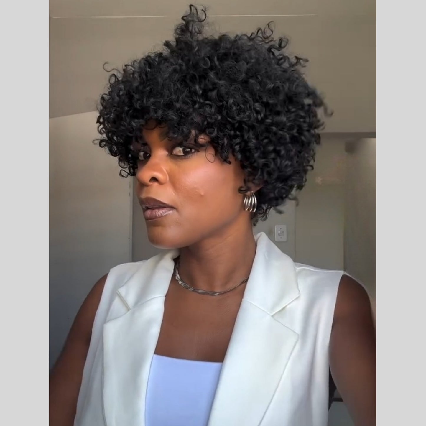 Put on & Go Pixie Cut Curly Bob Wig 100% Human Hair