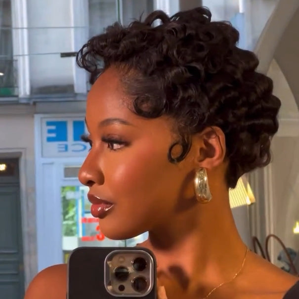 Full Lace Finger Curly Short Pixie Cut Human Hair Wig