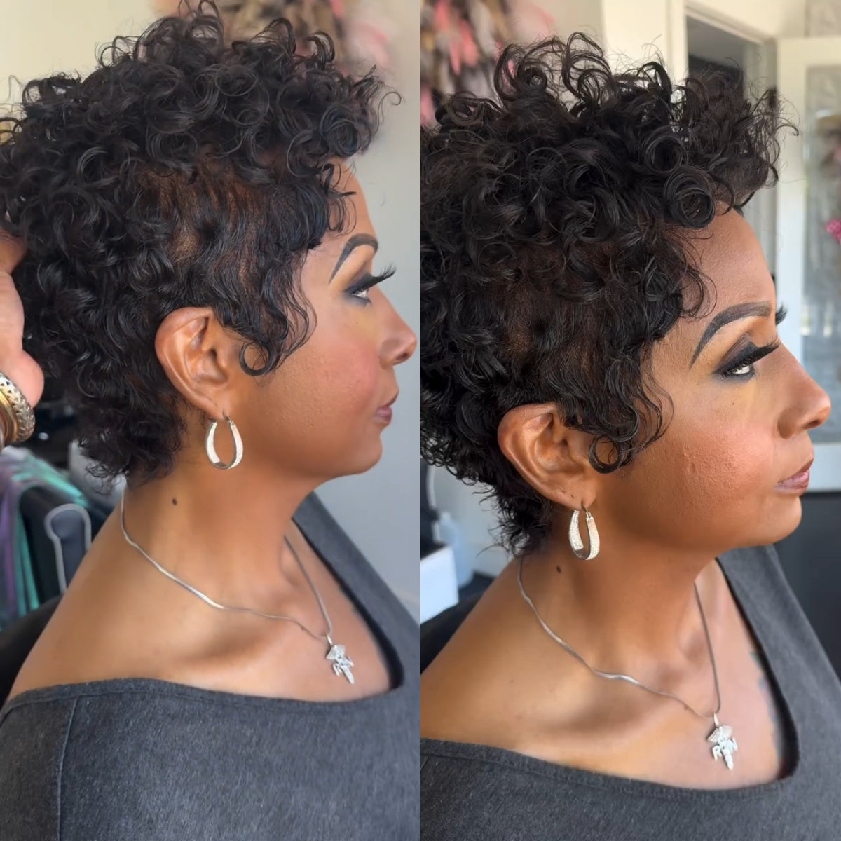 Full Lace Wave Curls Short Pixie Cut Glueless Human Hair Wig