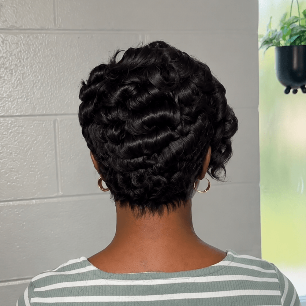 Sculpted Side Sweep Curly Pixie 13x6 Lace Frontal Wig