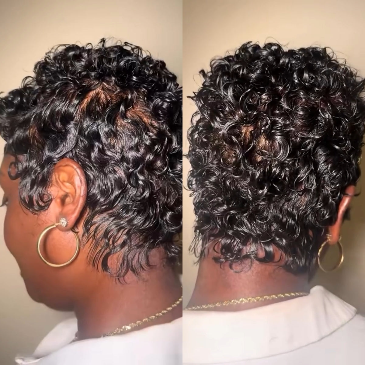 Full Lace Wave Curls Short Pixie Cut Glueless Human Hair Wig