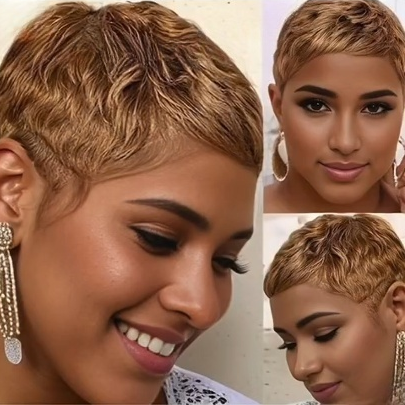 Full Lace Short Pixie Cut Glueless 100% human Hair Wig