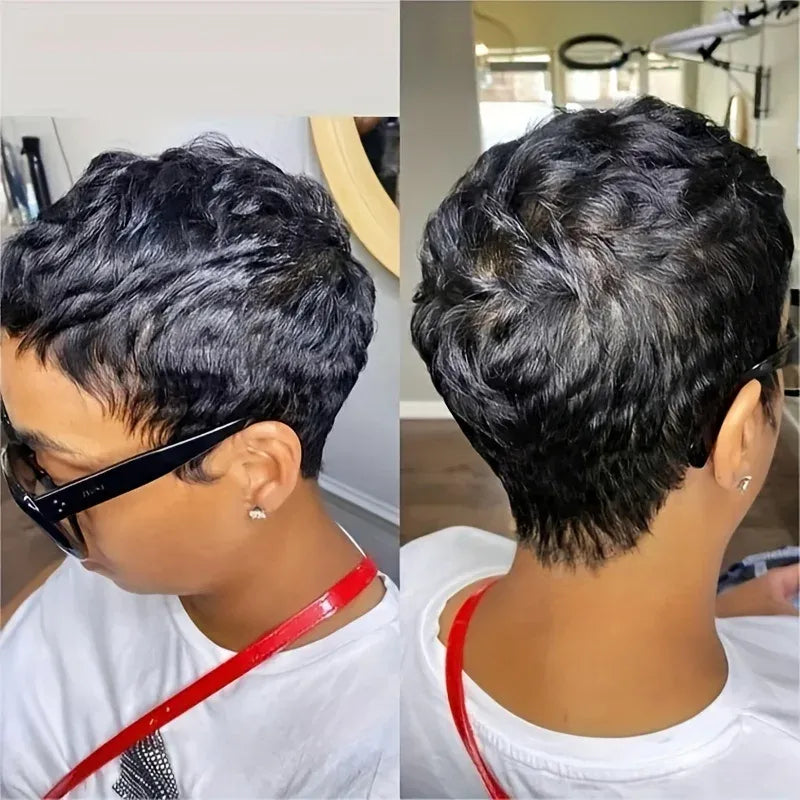 Full Lace Short Pixie Cut Glueless 100% human Hair Wig