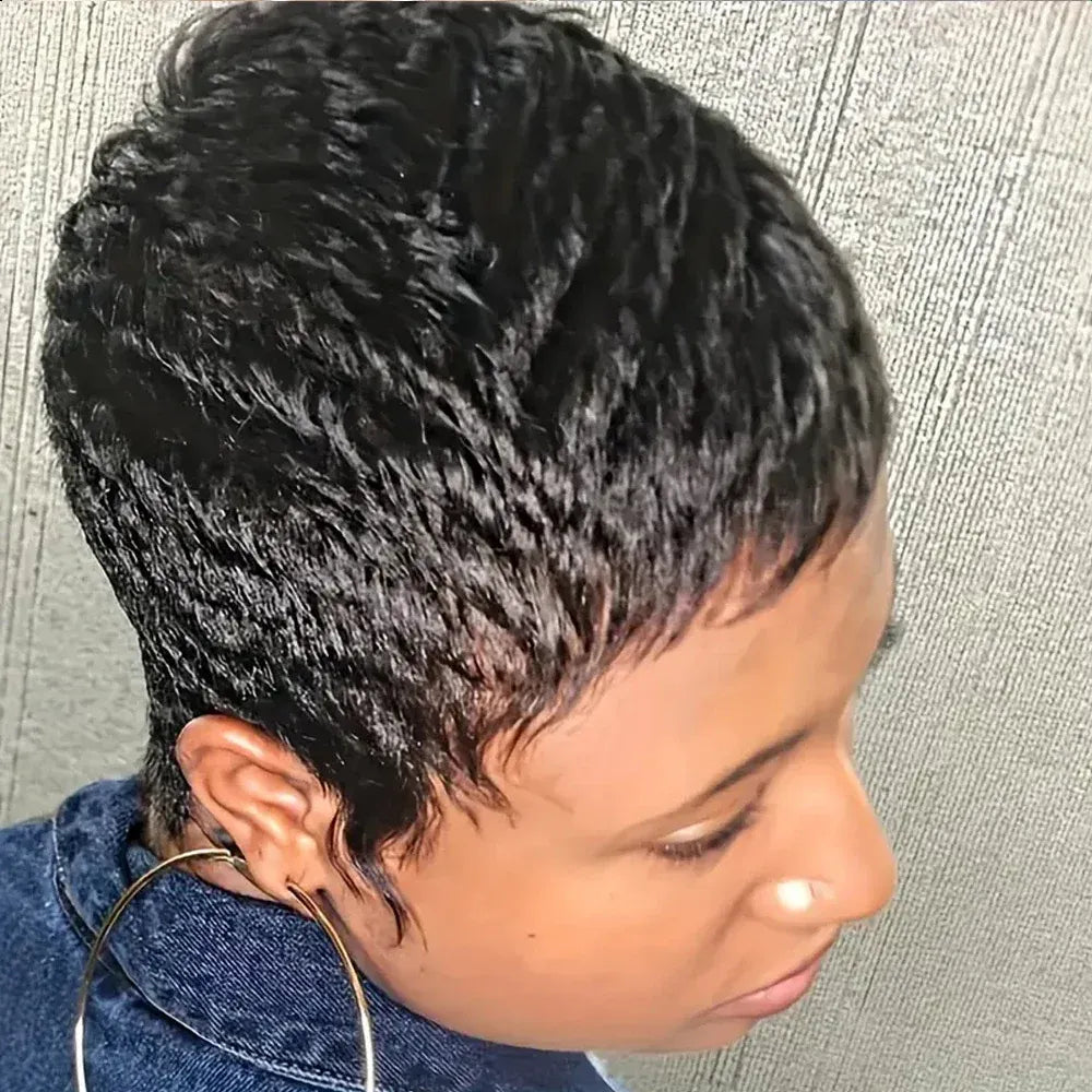 Full Lace Short Pixie Cut Glueless 100% human Hair Wig