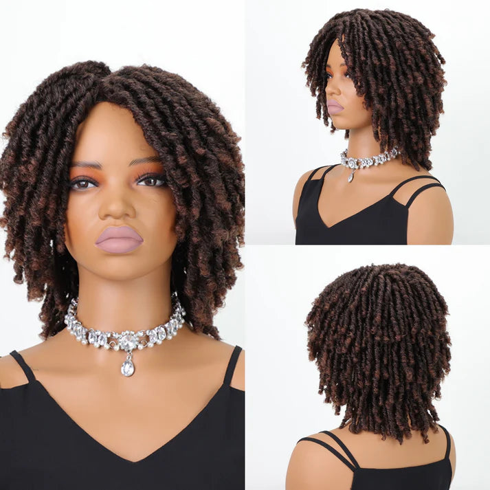 Full Lace Afro Dreadlock Short Curly Bob Wig