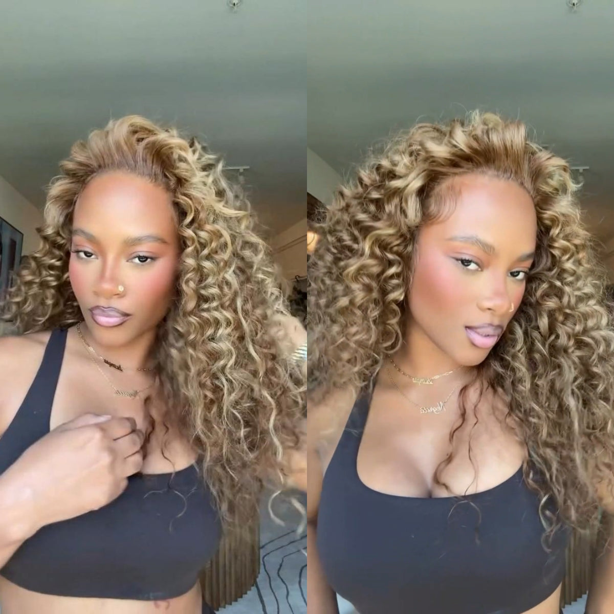 Blonde Fluffy Glueless Cruls 13x4 Lace Frontal Wig