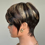Coracrown Natural Realistic Glueless Pixie Cut Wig with Bangs