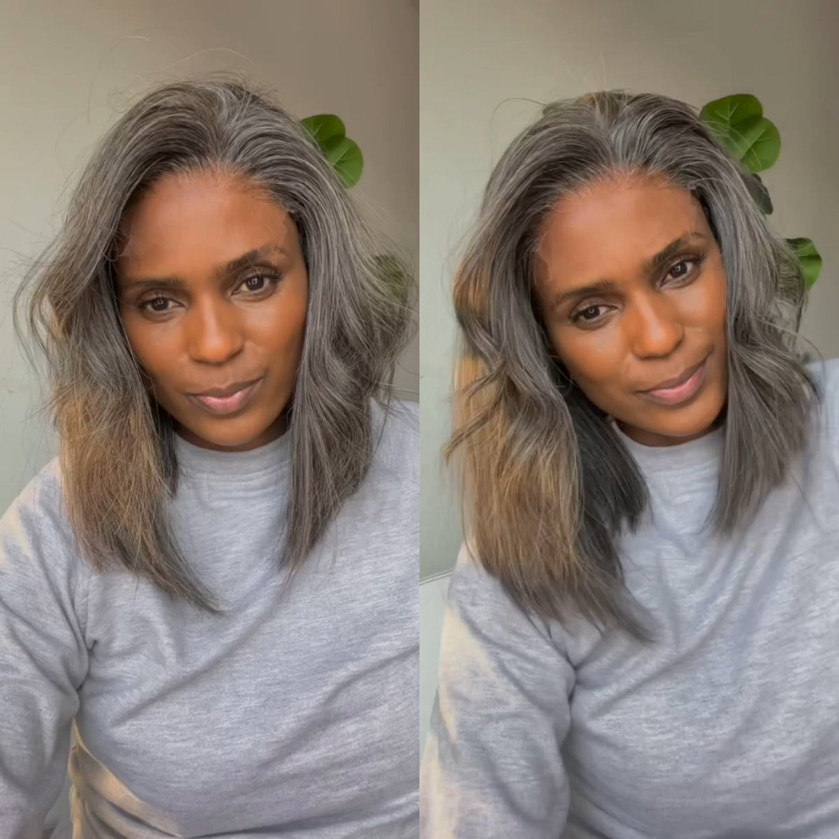 Salt And Pepper Layered Cut 13x4 Lace Frontal Wig