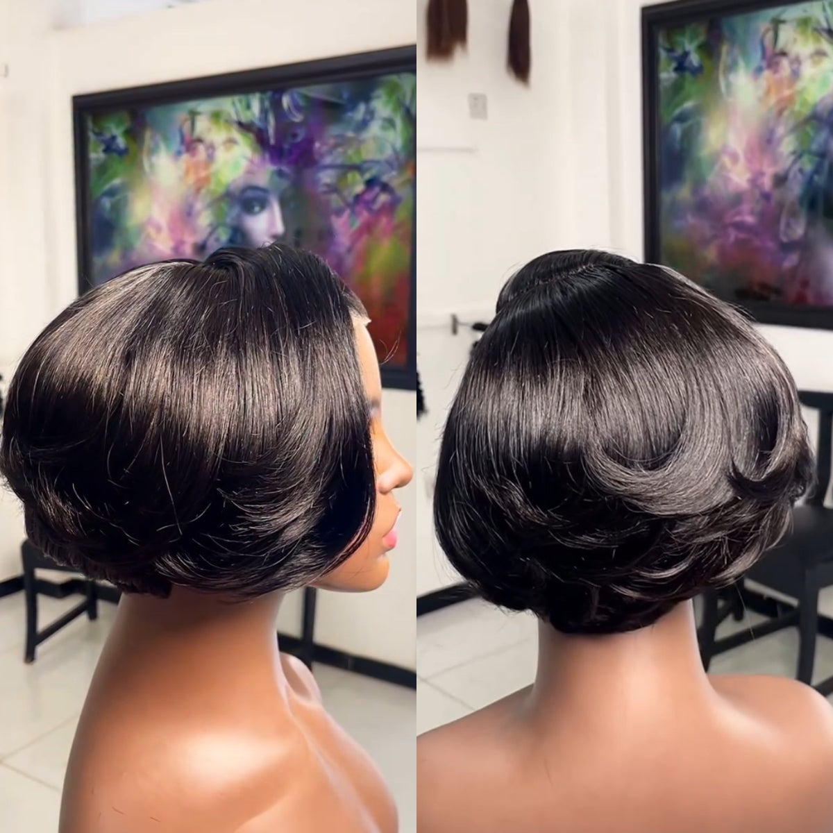 Natural Realistic Side Parted Layered Cut Bob Lace Frontal Wig