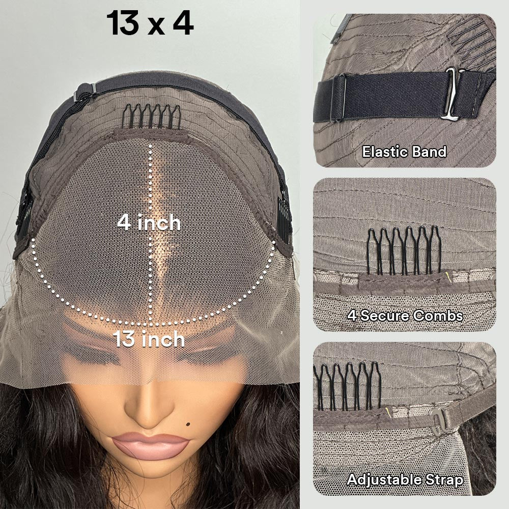 13x4 Lace/Full Lace 3C Afro Pixie Natural Black Loose Curly Wig