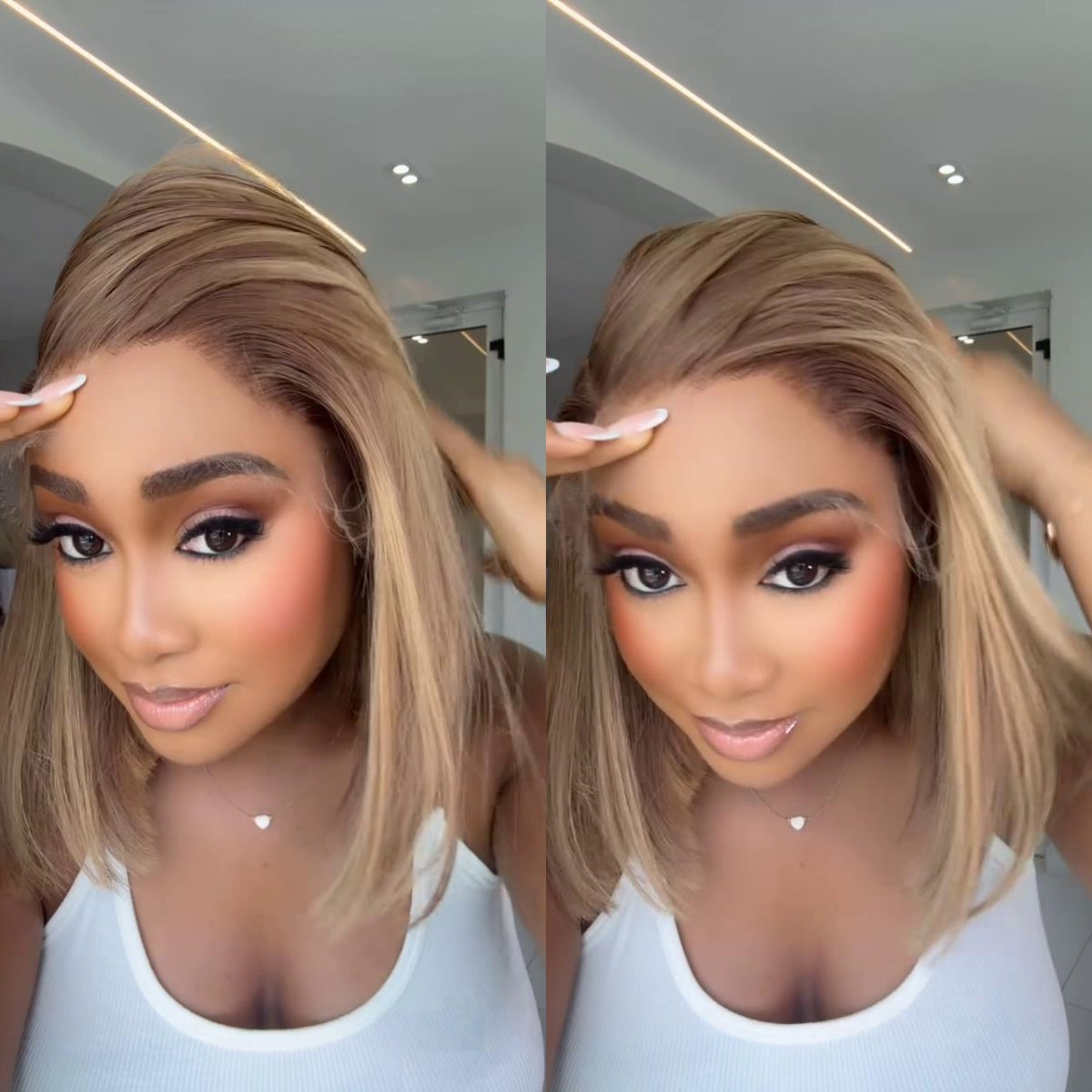 613 Ash Blonde Balayage Hair Straight 13x4 Lace Frontal Bob Wig