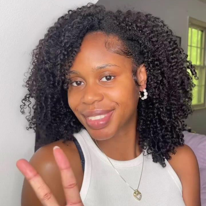 Glueless Natural Voluminous Kinky Curly Bob Lace Wig