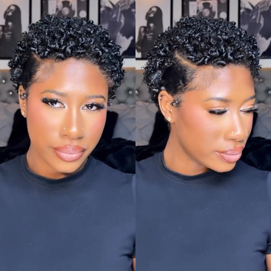 Full Lace Jerry Curly Short Pixie Cut Human Hair Wig