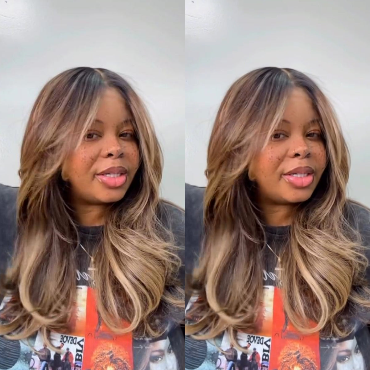 Blonde Highlights with Dark Root Body Wave Lace Closure Wig