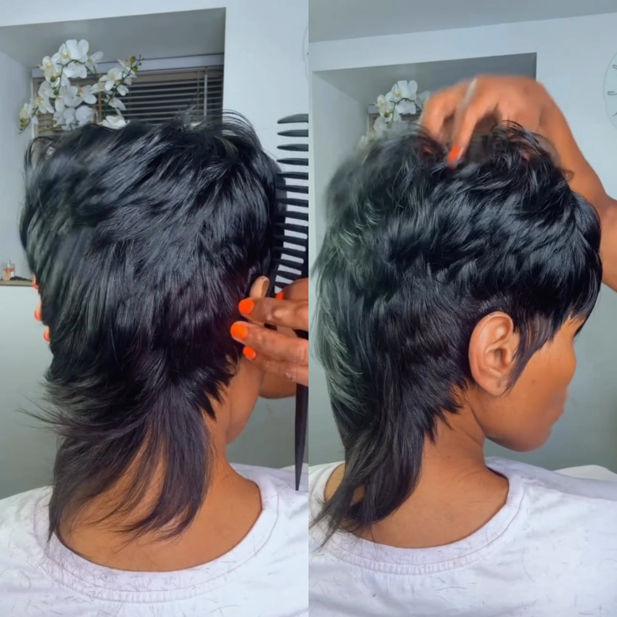 Natural Realistic Mullet Pixie Cut Style Glueless Wig