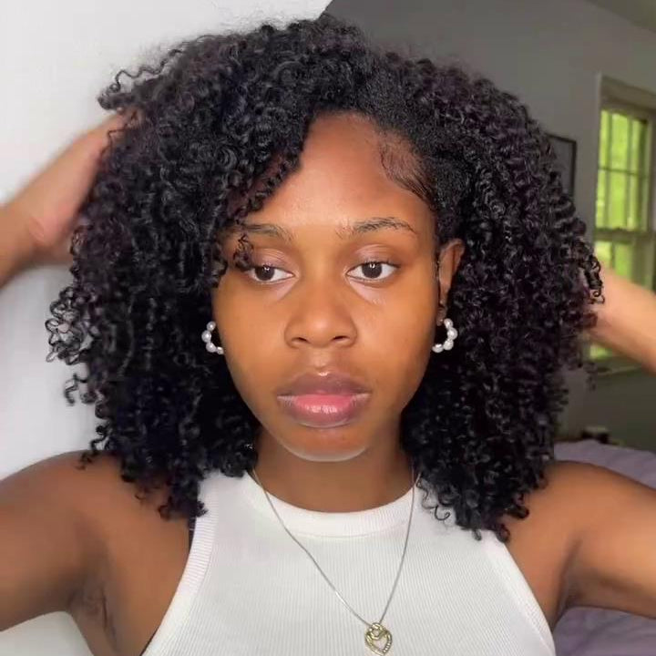 Glueless Natural Voluminous Kinky Curly Bob Lace Wig