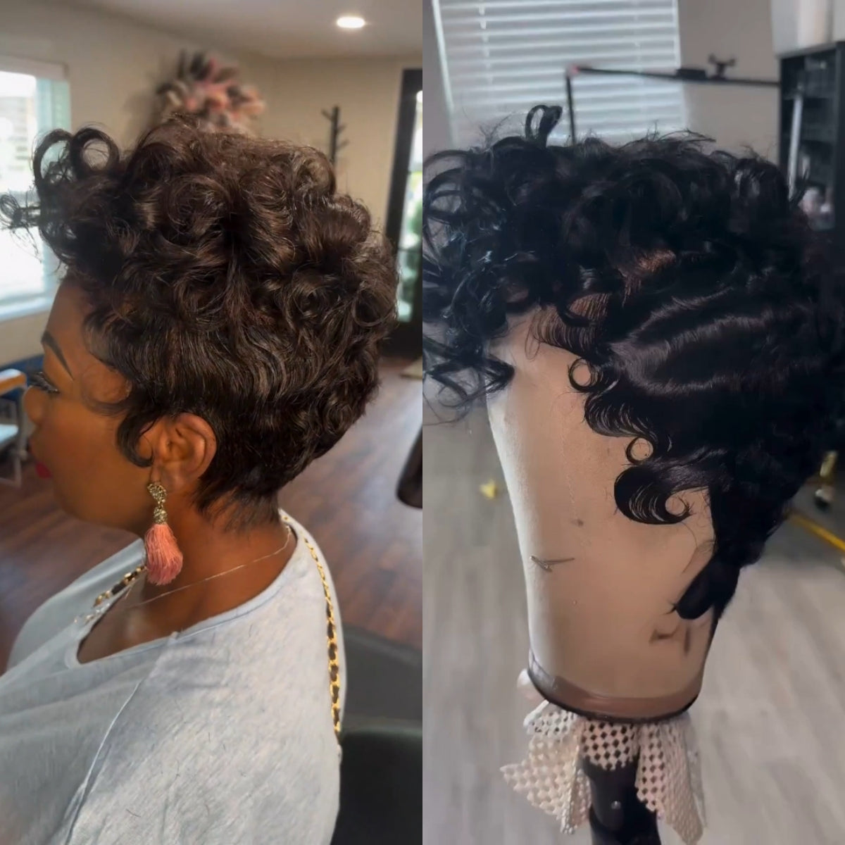 Full Lace Curly Short Pixie Cut Human Hair Wig