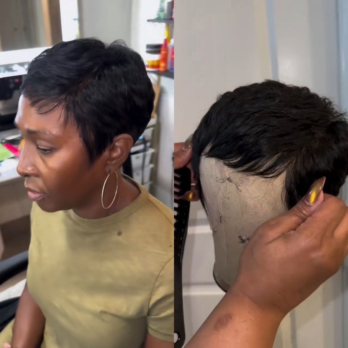 Full Lace Short Pixie Cut Glueless 100% human Hair Wig