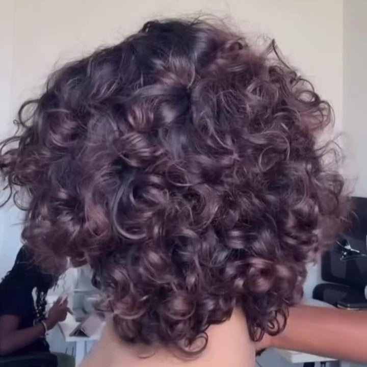 Put On & Go Voluminous Breeny Brown Curly Bob Wig With Bangs