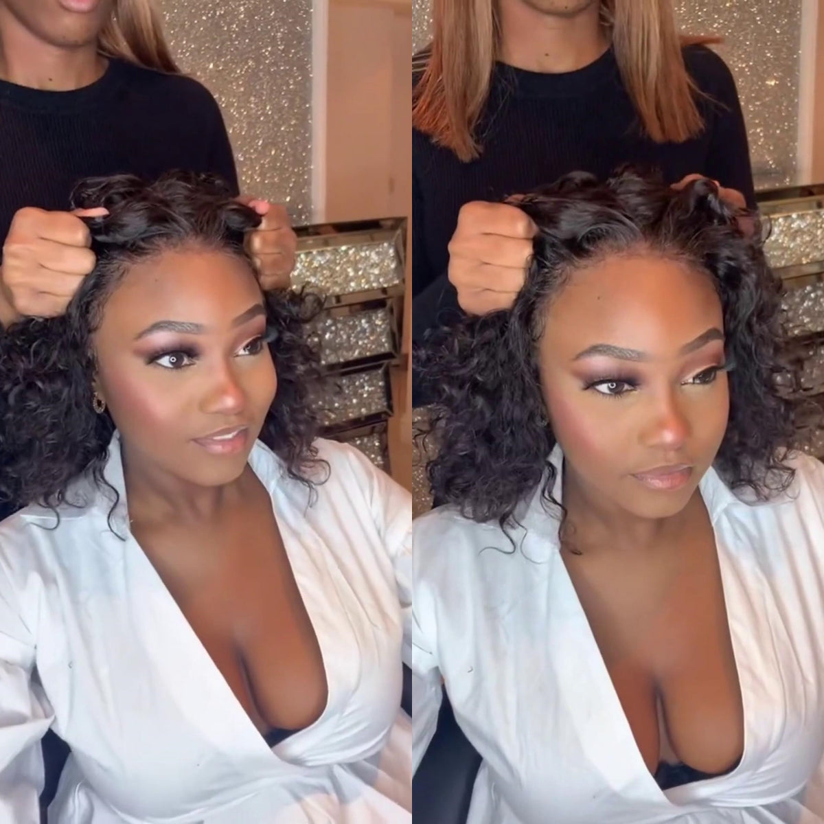 Glueless Water Wave Brazilian Curly 13×4 Lace Frontal Bob Wigs