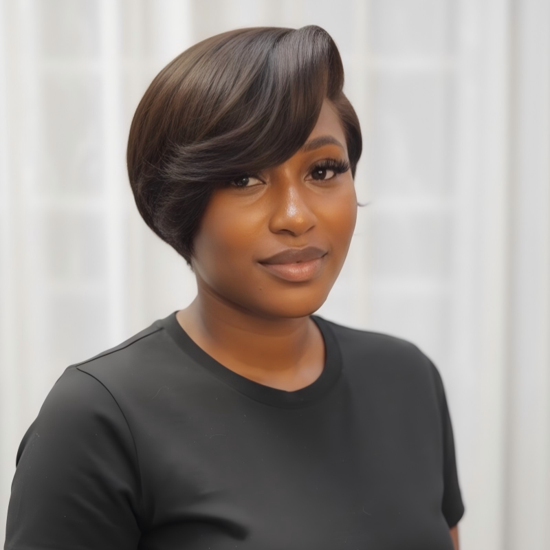 Boss Lady Side Part Layered Pixie Cuts 13x4 Lace Frontal Wig