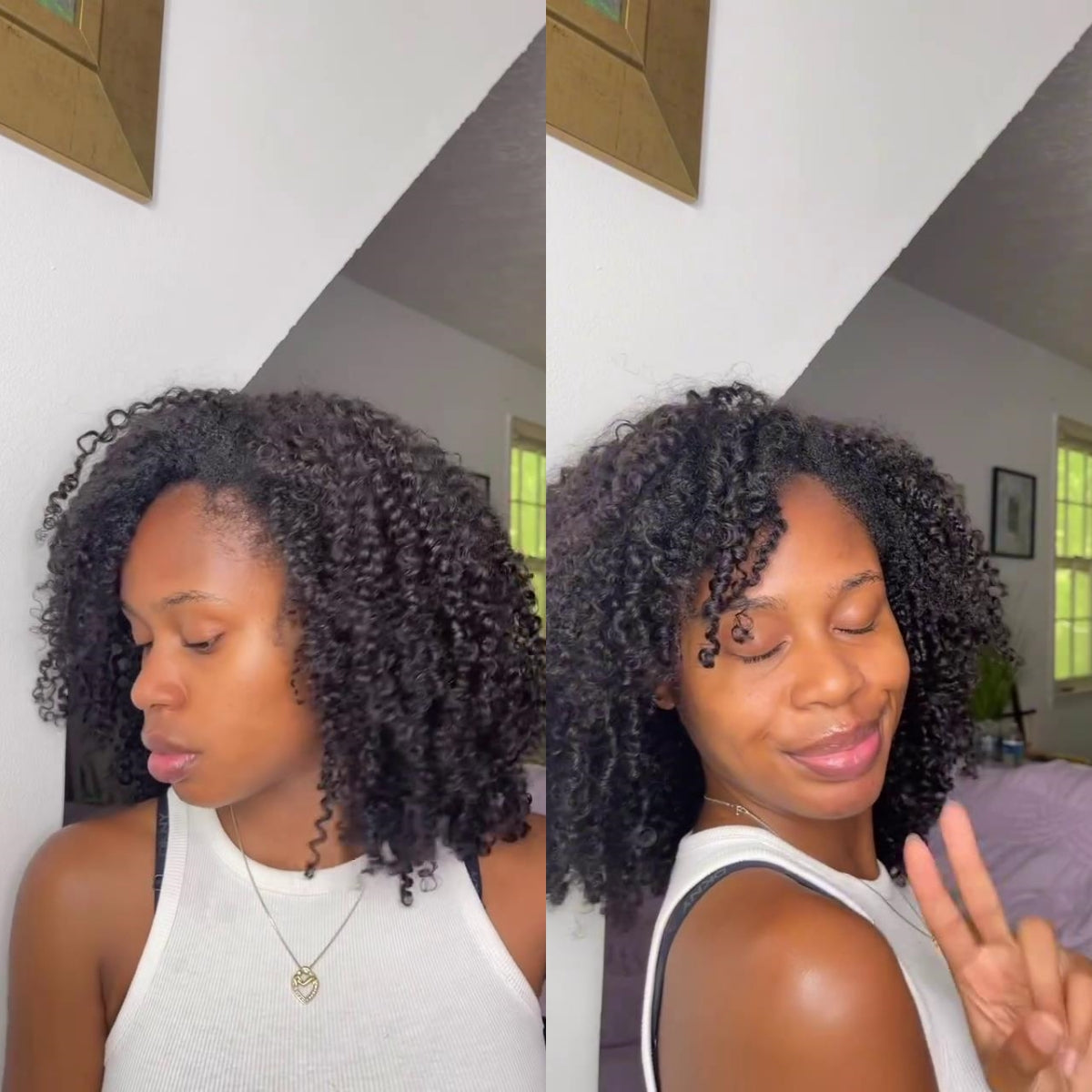 Glueless Natural Voluminous Kinky Curly Bob Lace Wig