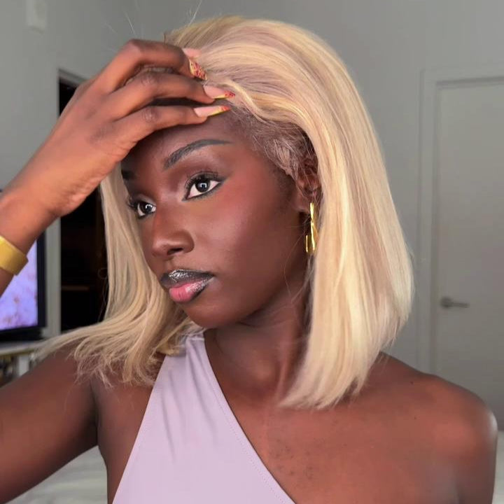 613 Blonde Luxury Straight Style Bob 13×4 Lace Frontal Wig