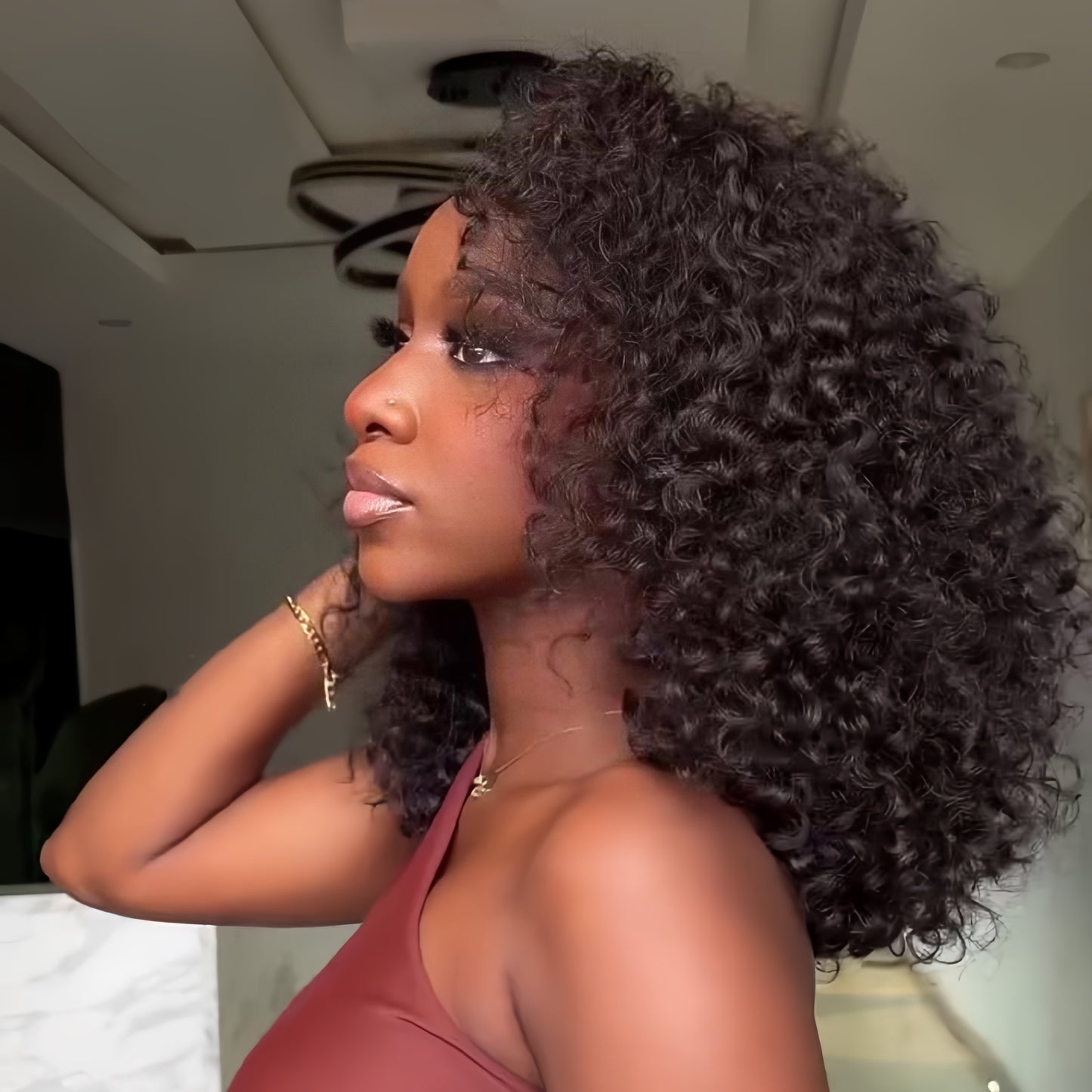 Put On & Go Voluminous Kinky Curly Glueless Headband Wig