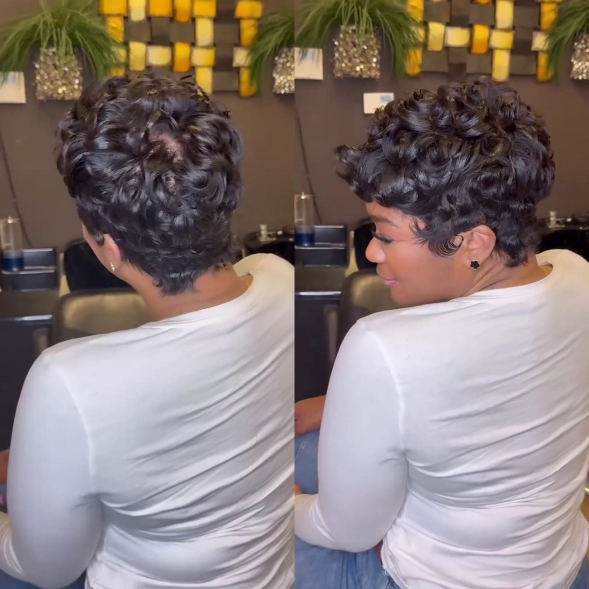 Full Lace Thick Spiral Curly Short Pixie Cut Glueless Wig